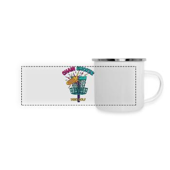 Scène de Frisbee amusant de disc golf fumeur - Mug panoramique émaillé - blanc - Devant