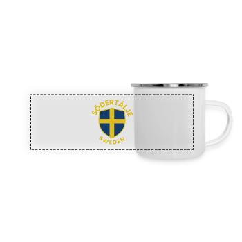 Logo du drapeau du Bouclier suédois - Mug panoramique émaillé - blanc - Devant