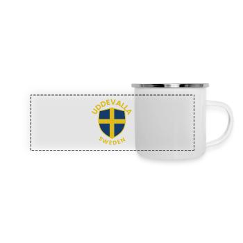 Emblème du bouclier suédois avec drapeau - Mug panoramique émaillé - blanc - Devant
