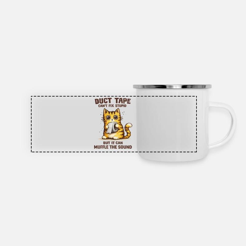 Chat du ruban adhésif – Étouffe le son - Mug panoramique émaillé - blanc