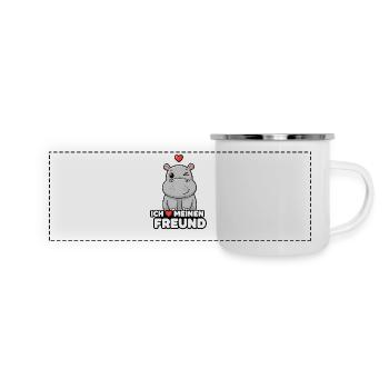 Hippopotame mignon, j’adore mon copain : design - Mug panoramique émaillé - blanc - Devant
