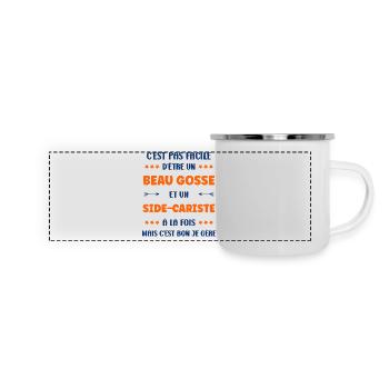 Beau gosse et sidecariste à la fois - Mug panoramique émaillé - blanc - Devant