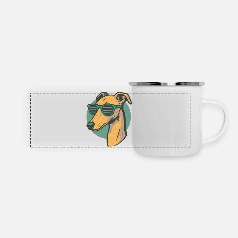 Windhund, Galgo - Panorama Emaille-Tasse - Weiß