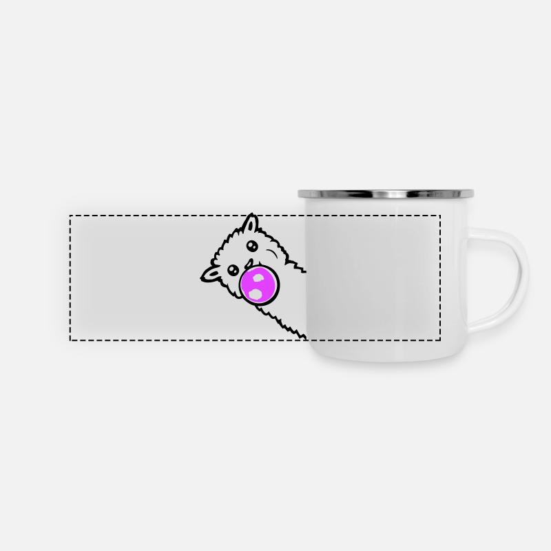 Lama Bubbles Side Side Côté Cool Mignon - Mug panoramique émaillé - blanc