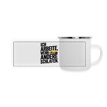  Ich Arbeite Wenn Andere Schlafen Bauer Traktor - Panorama Emaille-Tasse - Weiß - Vorne