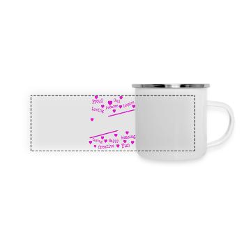 Pink Hearts Positive Inspirational Words Art Tee - Panorama Emaille-Tasse - Weiß - Vorne
