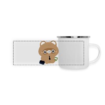 Müder Biber - Panorama Emaille-Tasse - Weiß - Vorne