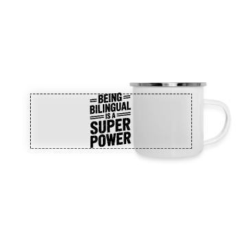Fremdsprache Sprüche Lustige Fremdsprache Geschenk - Panorama Emaille-Tasse - Weiß - Vorne