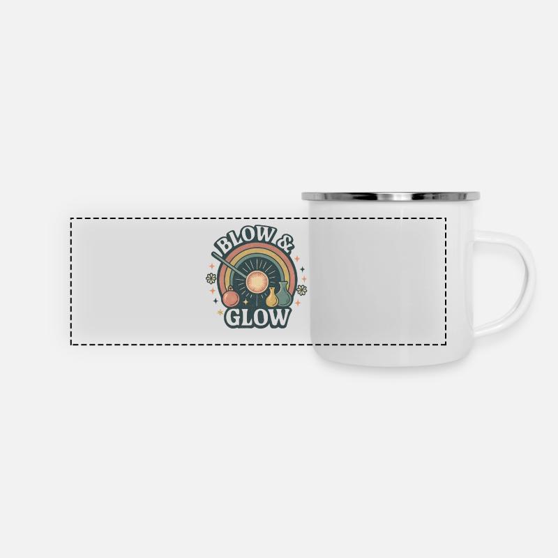 Bulle de verre lumineuse | Rétro souffleur de verre - Mug panoramique émaillé - blanc