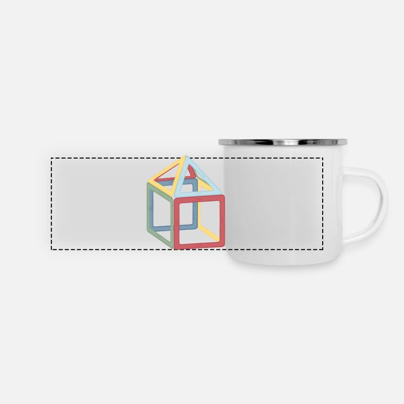 Composition colorée de blocs cubiques - Mug panoramique émaillé - blanc