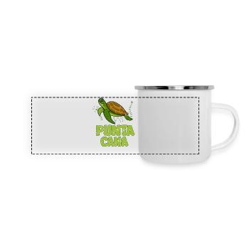 Illustration de Punta Cana-Tortues de mer - Mug panoramique émaillé - blanc - Devant