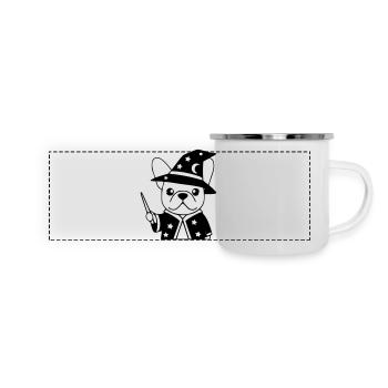 Frenchie Wizard Magic Outline - Panoramic Camper Mug - white - Front