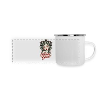 Medusa Gaze Vintage-Tattoo - Panorama Emaille-Tasse - Weiß - Vorne