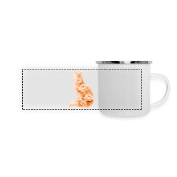 Fuchs Pastell Blumen Silhouette - Panorama Emaille-Tasse - Weiß - Vorne