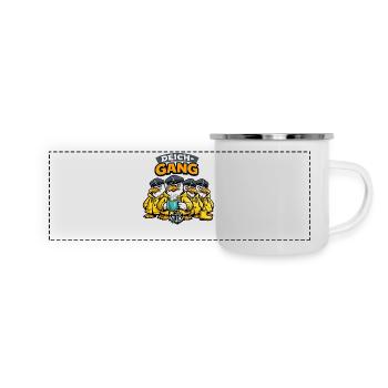 Deich-Gang Möwen Crew mit starkem Küstenhumor - Panorama Emaille-Tasse - Weiß - Vorne