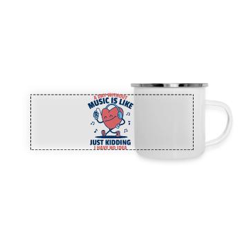 Keine Musik? Keine Ahnung. - Panorama Emaille-Tasse - Weiß - Vorne