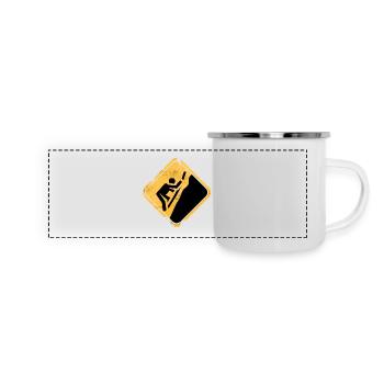 Signe d’alerte jaune pour l’escalade - Mug panoramique émaillé - blanc - Devant