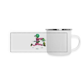 Zombie Runner Neon Pop - Panorama Emaille-Tasse - Weiß - Vorne