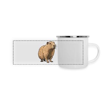 Naturtöne Capybara Illustration - Panorama Emaille-Tasse - Weiß - Vorne