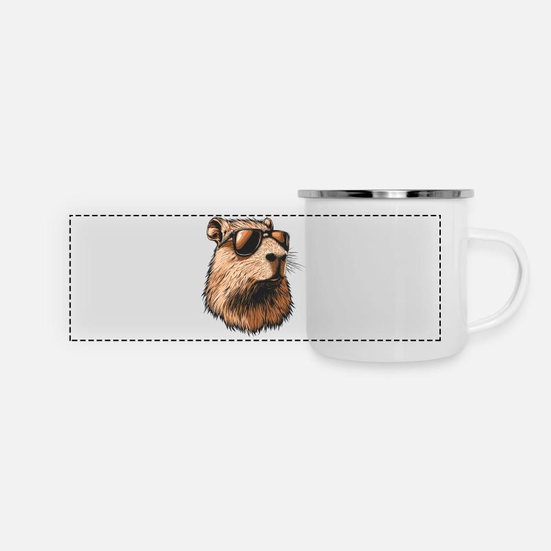 Capybara with sunglasses - Panoramic Camper Mug - white