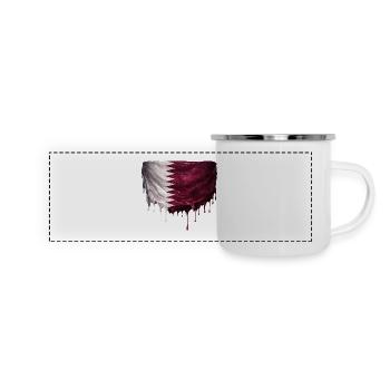 Drapeau du Qatar dans un graffiti tombé - Mug panoramique émaillé - blanc - Devant