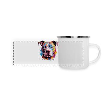 Colorful Dog Splash Art Pitbull - Panoramic Camper Mug - white - Front