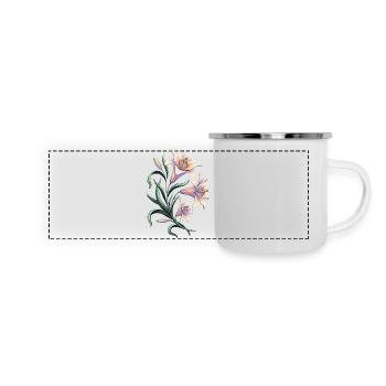 Motif vintage des Fleurs de Nénuphar - Mug panoramique émaillé - blanc - Devant