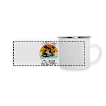 Lustige Siamkatze - Panorama Emaille-Tasse - Weiß - Vorne