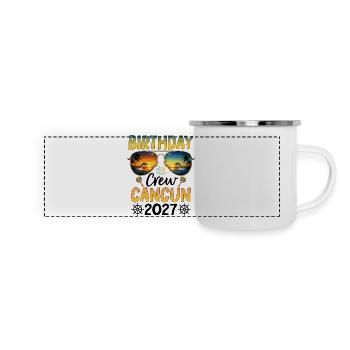 Birthday Crew Cancun 2027 - Panorama Emaille-Tasse - Weiß - Vorne