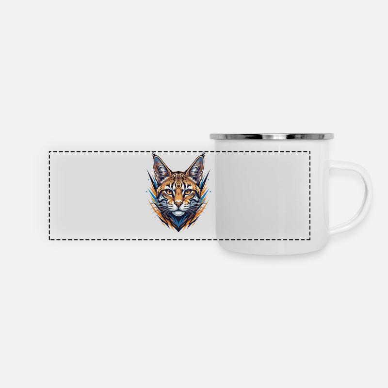 Wildcat in neon style - Panoramic Camper Mug - white