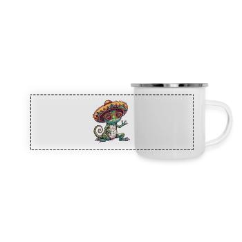 Sombrero drôle de caméléon - Mug panoramique émaillé - blanc - Devant