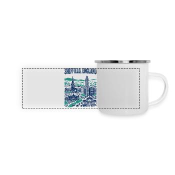 Sheffield England City Skyline With Landmarks - Panorama Emaille-Tasse - Weiß - Vorne