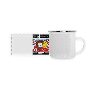 Gestresste Softball Mama - Panorama Emaille-Tasse - Weiß - Vorne