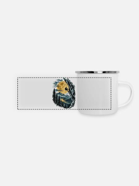 Klettern, Bergsteigen, Kletterer, Berg - Panorama Emaille-Tasse - Weiß