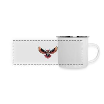 Flilegende Eule für eine Street Art Fans Künstler - Panorama Emaille-Tasse - Weiß - Vorne