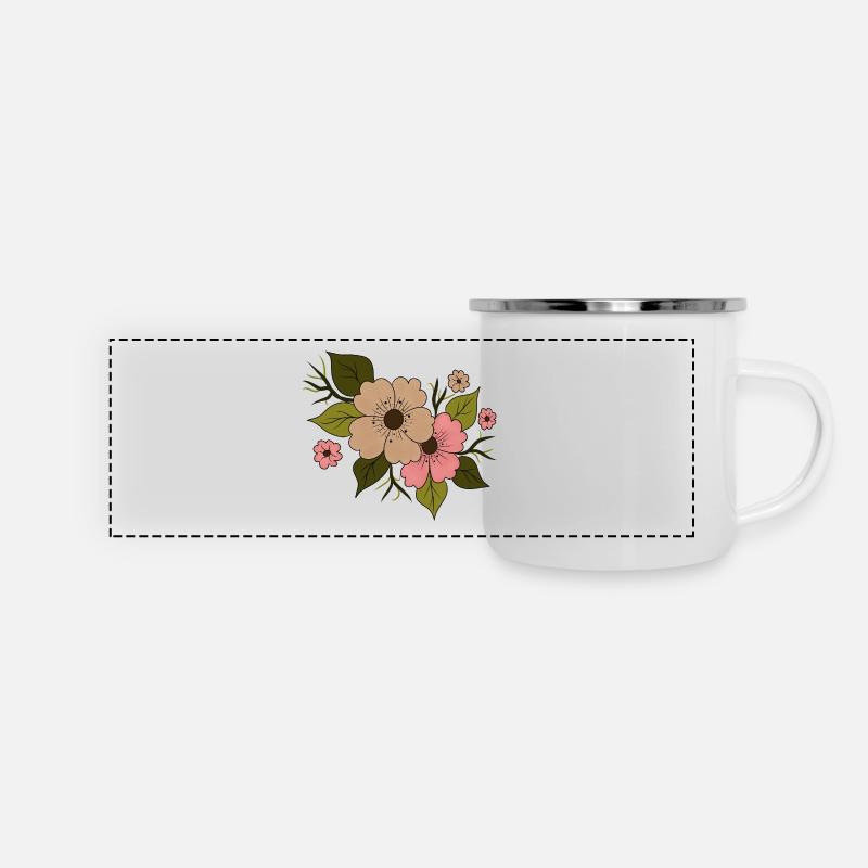 Fleur florale - Mug panoramique émaillé - blanc