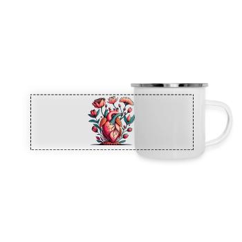 Blumenherz Anatomie Burst - Panorama Emaille-Tasse - Weiß - Vorne