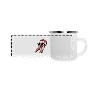 Pélican oiseau Noël drôle - Mug panoramique émaillé - blanc - Devant