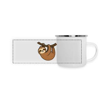 Faultier am Ast Entspannter Moment - Panorama Emaille-Tasse - Weiß - Vorne