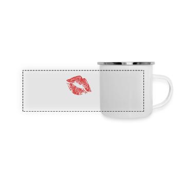 Kussmund Lippenstift - Panorama Emaille-Tasse - Weiß - Vorne
