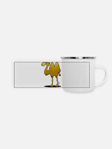 Kamel - Panorama Emaille-Tasse - Weiß