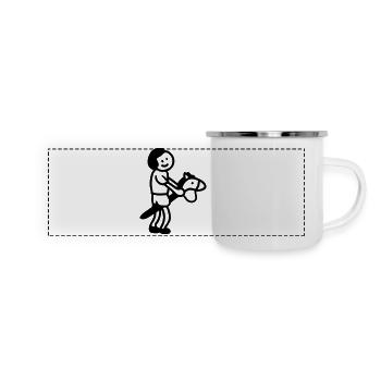 Kind Steckenpferd - Line - Panorama Emaille-Tasse - Weiß - Vorne