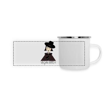 dark lady - Panorama Emaille-Tasse - Weiß - Vorne