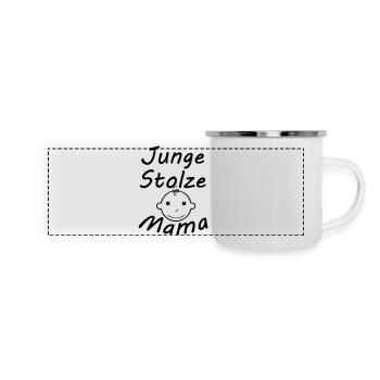 Junge, stolze Mama Geschenk Mutter Muttertag - Panorama Emaille-Tasse - Weiß - Vorne