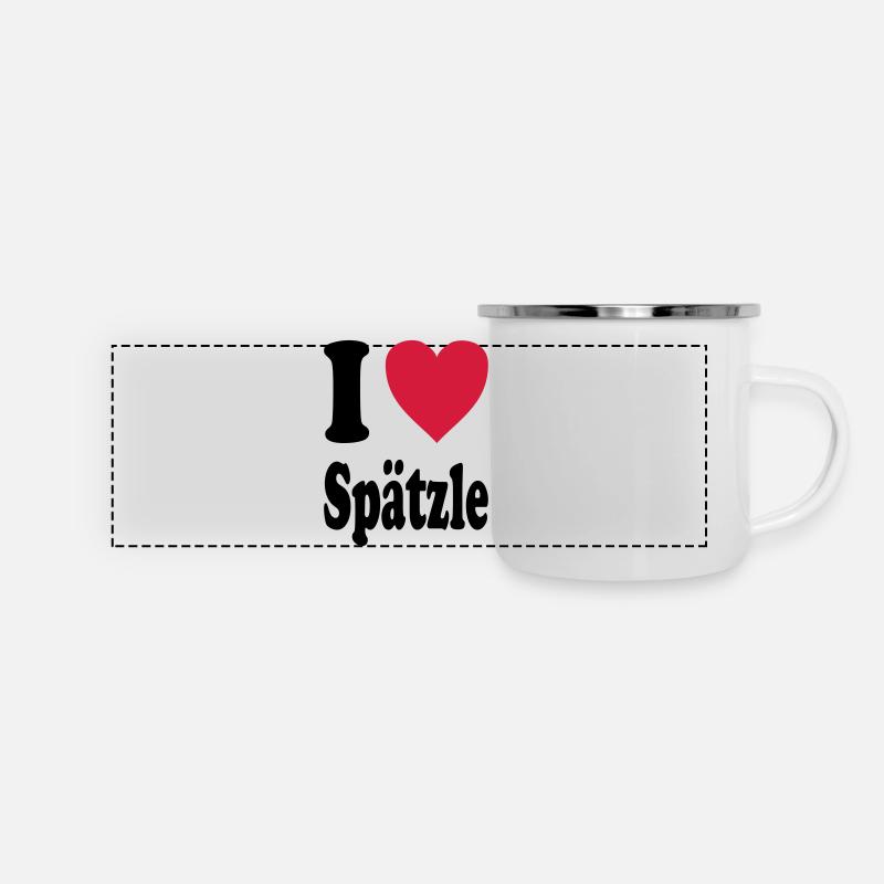 I love Spätzle (Alle Farben!) - Panorama Emaille-Tasse - Weiß