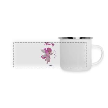 Einschulung Lucy - Panorama Emaille-Tasse - Weiß - Vorne