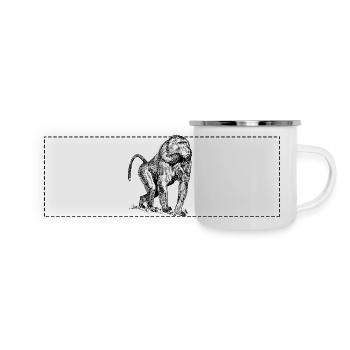 Affe Pavian - Panorama Emaille-Tasse - Weiß - Vorne