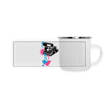 Sofortbildkamera - Farbe tropft raus - - Panorama Emaille-Tasse - Weiß - Vorne