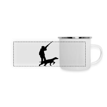 Jäger Jagd Hund - Panorama Emaille-Tasse - Weiß - Vorne