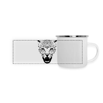 cheetah cat head feline leopard panther cougar - Panoramic Camper Mug - white - Front